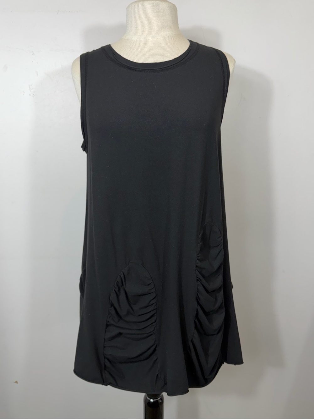 Rundholz DIP Black Ruched Sculptural Sleeveless Tunic Top Avant Garde M